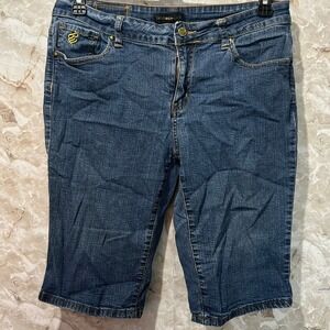 Rocawear Denim Bermuda Shorts‎ Pockets Dark Wash Casual Womens Size 14